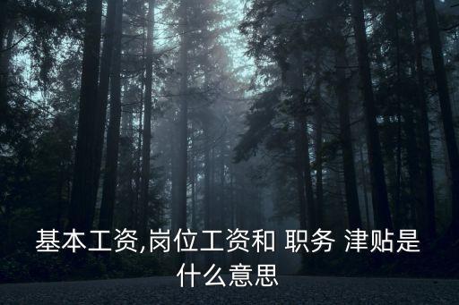 基本工資,崗位工資和 職務(wù) 津貼是什么意思