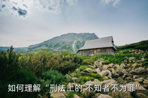 如何理解“刑法上的 不知者不為罪”
