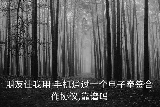 朋友讓我用 手機(jī)通過(guò)一個(gè)電子牽簽合作協(xié)議,靠譜嗎