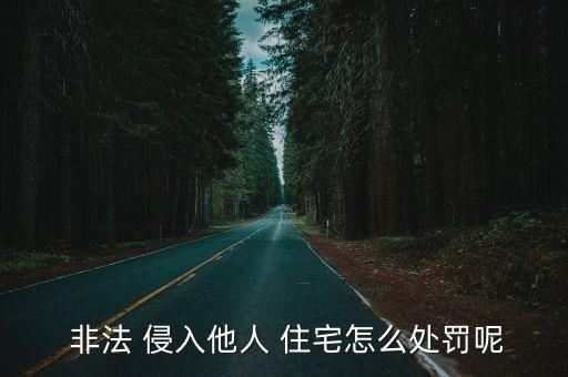  非法 侵入他人 住宅怎么處罰呢
