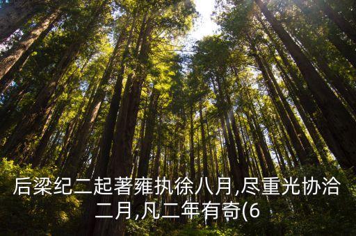 后梁紀(jì)二起著雍執(zhí)徐八月,盡重光協(xié)洽二月,凡二年有奇(6