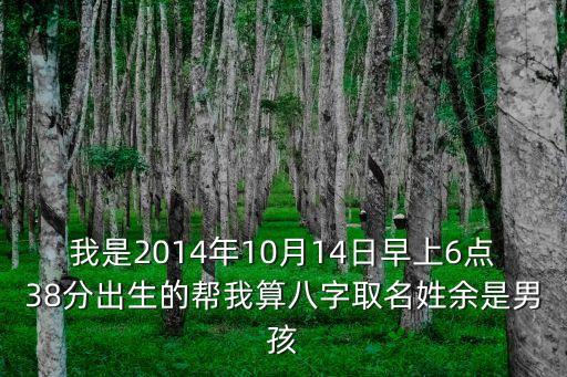 我是2014年10月14日早上6點(diǎn)38分出生的幫我算八字取名姓余是男孩