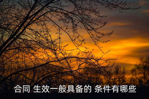  合同 生效一般具備的 條件有哪些