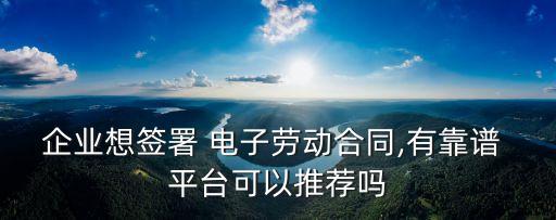 企業(yè)想簽署 電子勞動(dòng)合同,有靠譜 平臺(tái)可以推薦嗎