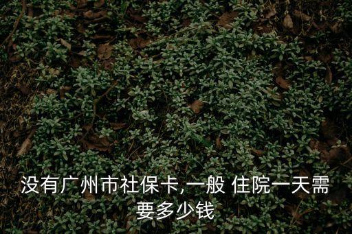 沒有廣州市社?？?一般 住院一天需要多少錢