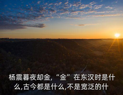  楊震暮夜卻金,“金”在東漢時是什么,古今都是什么,不是寬泛的什