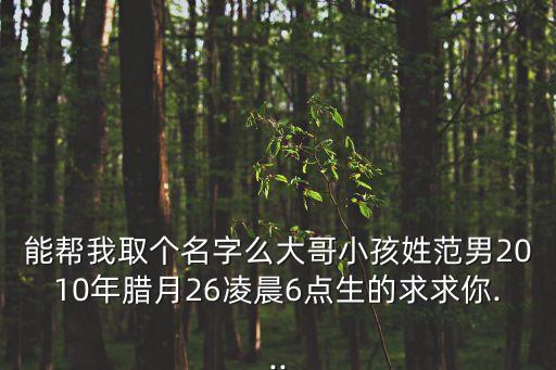 能幫我取個名字么大哥小孩姓范男2010年臘月26凌晨6點(diǎn)生的求求你...