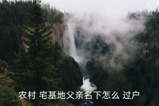 農(nóng)村 宅基地父親名下怎么 過戶