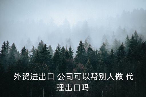  外貿(mào)進出口 公司可以幫別人做 代理出口嗎