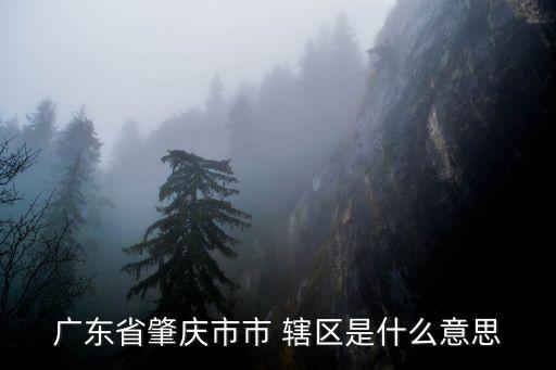廣東省肇慶市市 轄區(qū)是什么意思