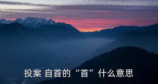 投案 自首的“首”什么意思