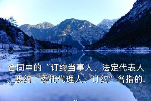  合同中的“訂約當(dāng)事人、法定代表人、要約、委托代理人、訂約”各指的...