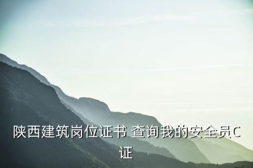 陜西建筑崗位證書 查詢我的安全員C證