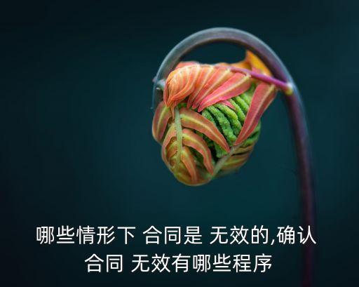哪些情形下 合同是 無效的,確認(rèn) 合同 無效有哪些程序