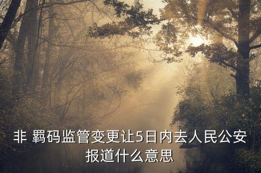 非 羈碼監(jiān)管變更讓5日內(nèi)去人民公安報(bào)道什么意思