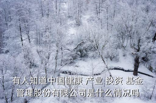 有人知道中國健康 產(chǎn)業(yè) 投資 基金管理股份有限公司是什么情況嗎