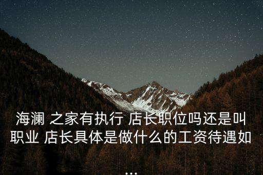 海瀾 之家有執(zhí)行 店長職位嗎還是叫職業(yè) 店長具體是做什么的工資待遇如...