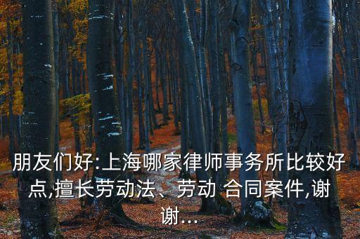 朋友們好:上海哪家律師事務(wù)所比較好點(diǎn),擅長(zhǎng)勞動(dòng)法、勞動(dòng) 合同案件,謝謝...
