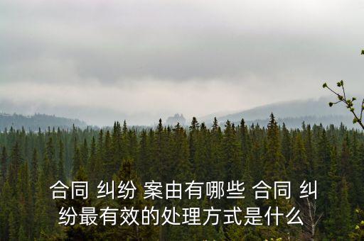  合同 糾紛 案由有哪些 合同 糾紛最有效的處理方式是什么