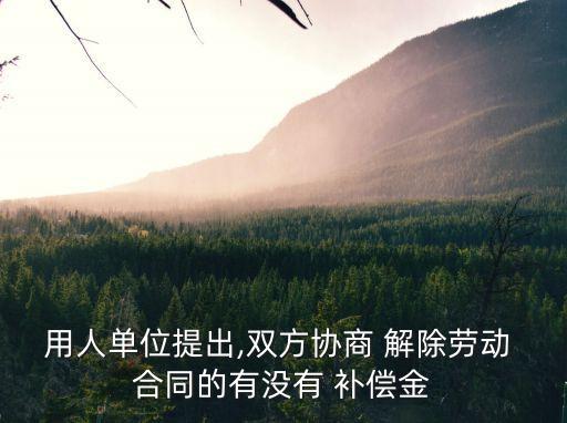 用人單位提出,雙方協(xié)商 解除勞動 合同的有沒有 補償金