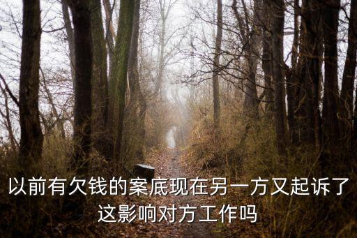 以前有欠錢的案底現(xiàn)在另一方又起訴了這影響對(duì)方工作嗎
