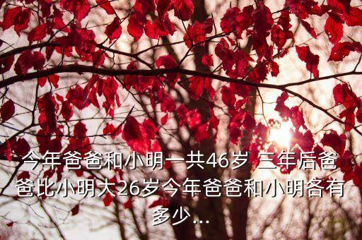 今年爸爸和小明一共46歲 三年后爸爸比小明大26歲今年爸爸和小明各有多少...
