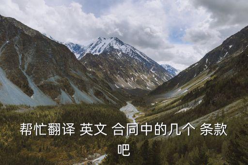 幫忙翻譯 英文 合同中的幾個 條款吧