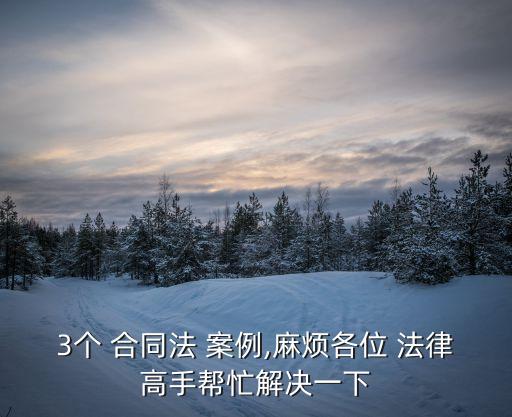 3個(gè) 合同法 案例,麻煩各位 法律高手幫忙解決一下