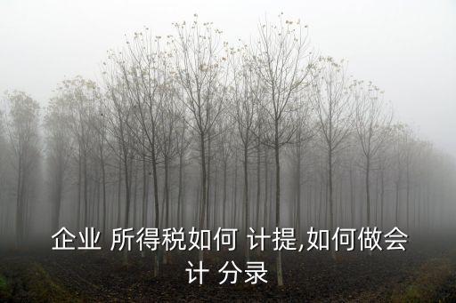  企業(yè) 所得稅如何 計(jì)提,如何做會(huì)計(jì) 分錄