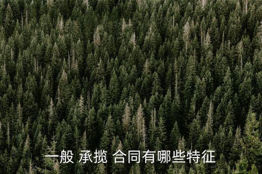 一般 承攬 合同有哪些特征