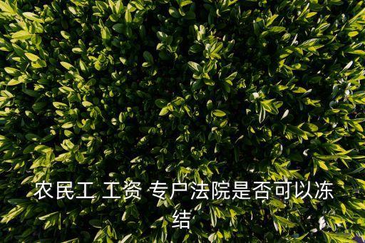 農(nóng)民工工資專戶