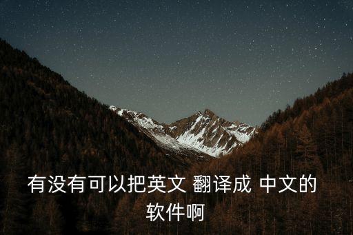 有沒有可以把英文 翻譯成 中文的 軟件啊