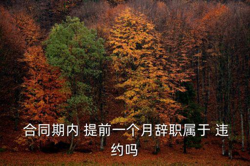  合同期內(nèi) 提前一個月辭職屬于 違約嗎