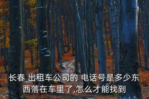 長春 出租車公司的 電話號是多少東西落在車里了,怎么才能找到