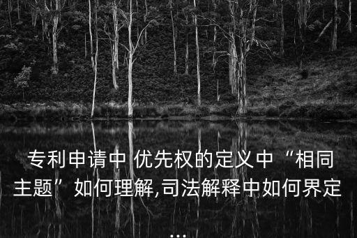  專利申請(qǐng)中 優(yōu)先權(quán)的定義中“相同主題”如何理解,司法解釋中如何界定...