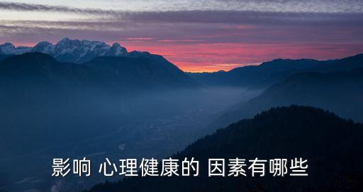影響 心理健康的 因素有哪些