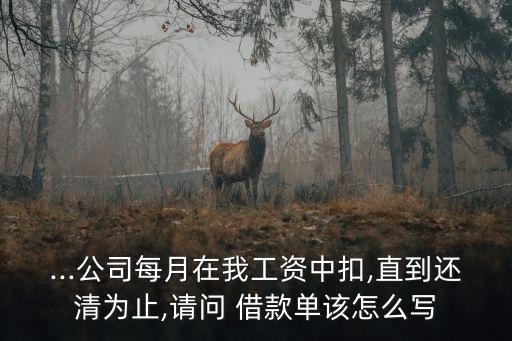 ...公司每月在我工資中扣,直到還清為止,請(qǐng)問 借款單該怎么寫