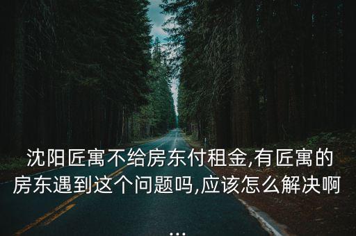  沈陽匠寓不給房東付租金,有匠寓的房東遇到這個問題嗎,應該怎么解決啊...