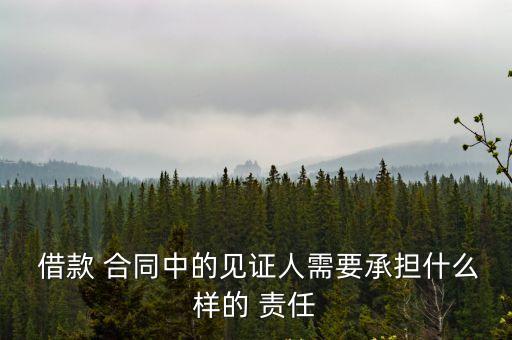  借款 合同中的見證人需要承擔(dān)什么樣的 責(zé)任