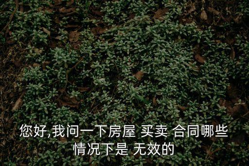 您好,我問一下房屋 買賣 合同哪些情況下是 無效的