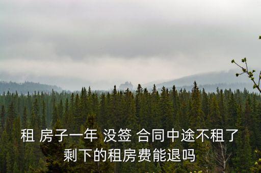 租 房子一年 沒簽 合同中途不租了剩下的租房費能退嗎