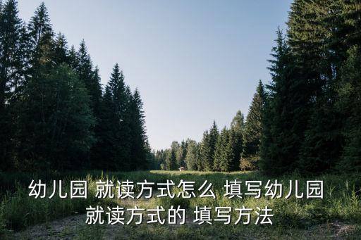 幼兒園 就讀方式怎么 填寫幼兒園 就讀方式的 填寫方法
