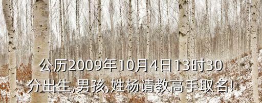 公歷2009年10月4日13時(shí)30分出生,男孩,姓楊請教高手取名!