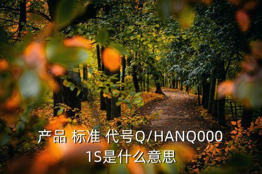 產(chǎn)品 標準 代號Q/HANQ0001S是什么意思