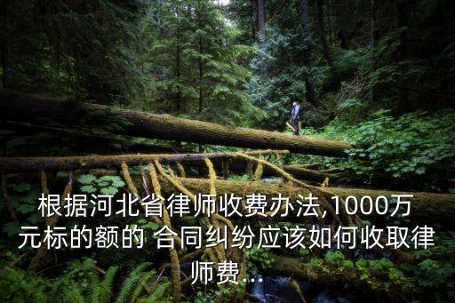 根據(jù)河北省律師收費(fèi)辦法,1000萬(wàn)元標(biāo)的額的 合同糾紛應(yīng)該如何收取律師費(fèi)...