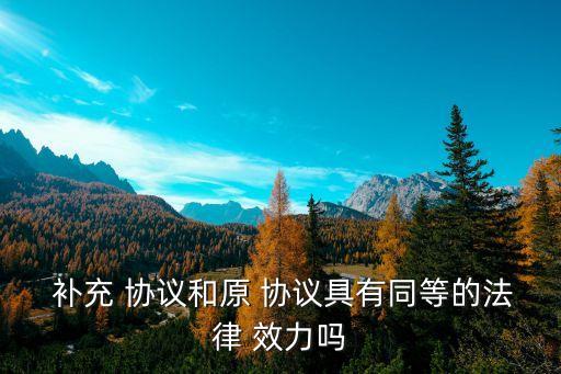  補(bǔ)充 協(xié)議和原 協(xié)議具有同等的法律 效力嗎