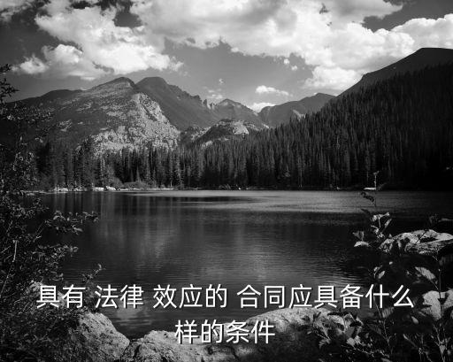 合同怎么才能具有法律效應