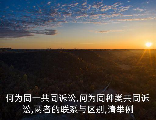 何為同一共同訴訟,何為同種類共同訴訟,兩者的聯(lián)系與區(qū)別,請(qǐng)舉例