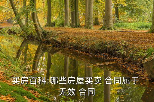 買房百科:哪些房屋買賣 合同屬于 無效 合同