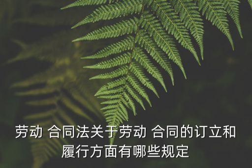 勞動 合同法關(guān)于勞動 合同的訂立和履行方面有哪些規(guī)定